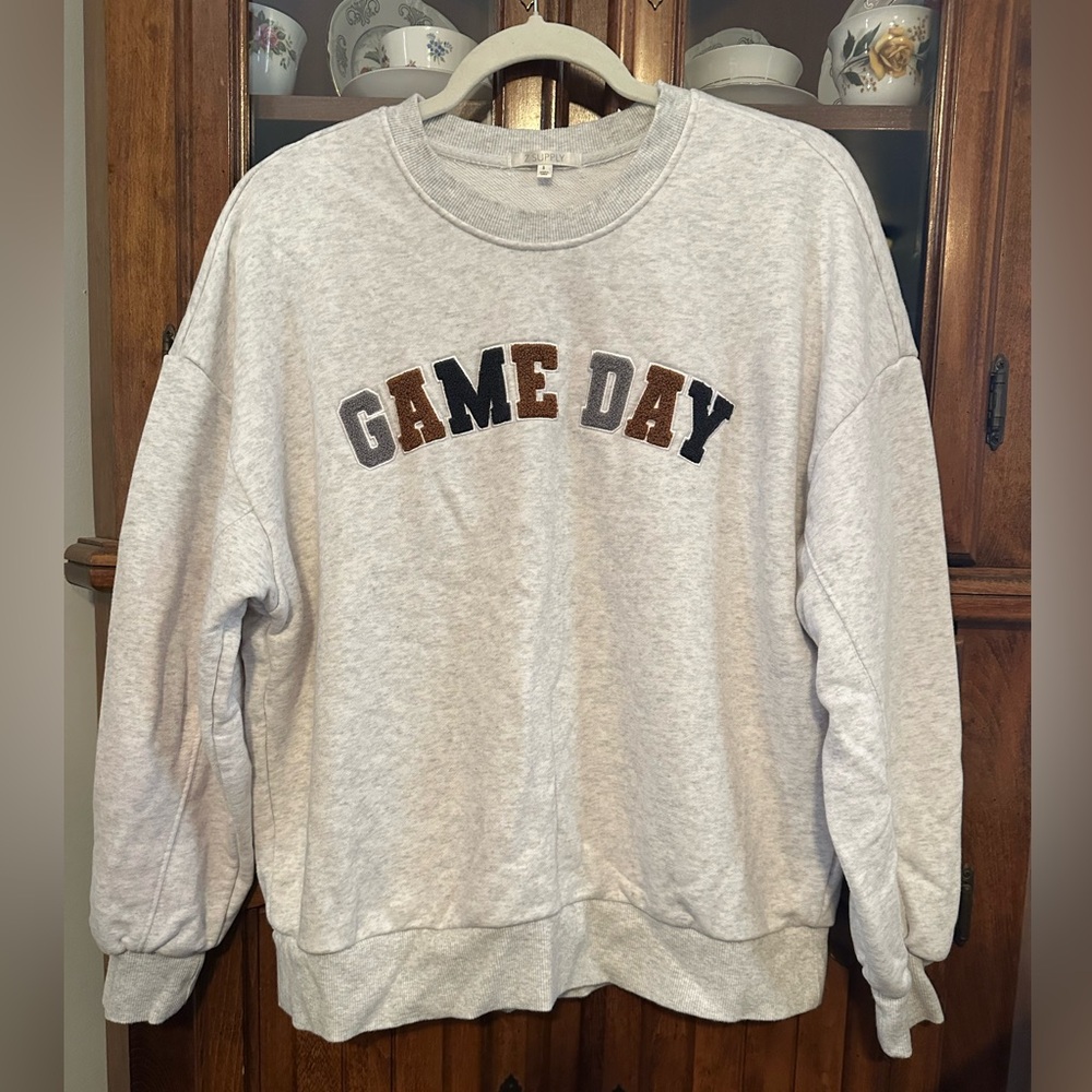 Z Supply Light Gray Game Day Football Sweater
